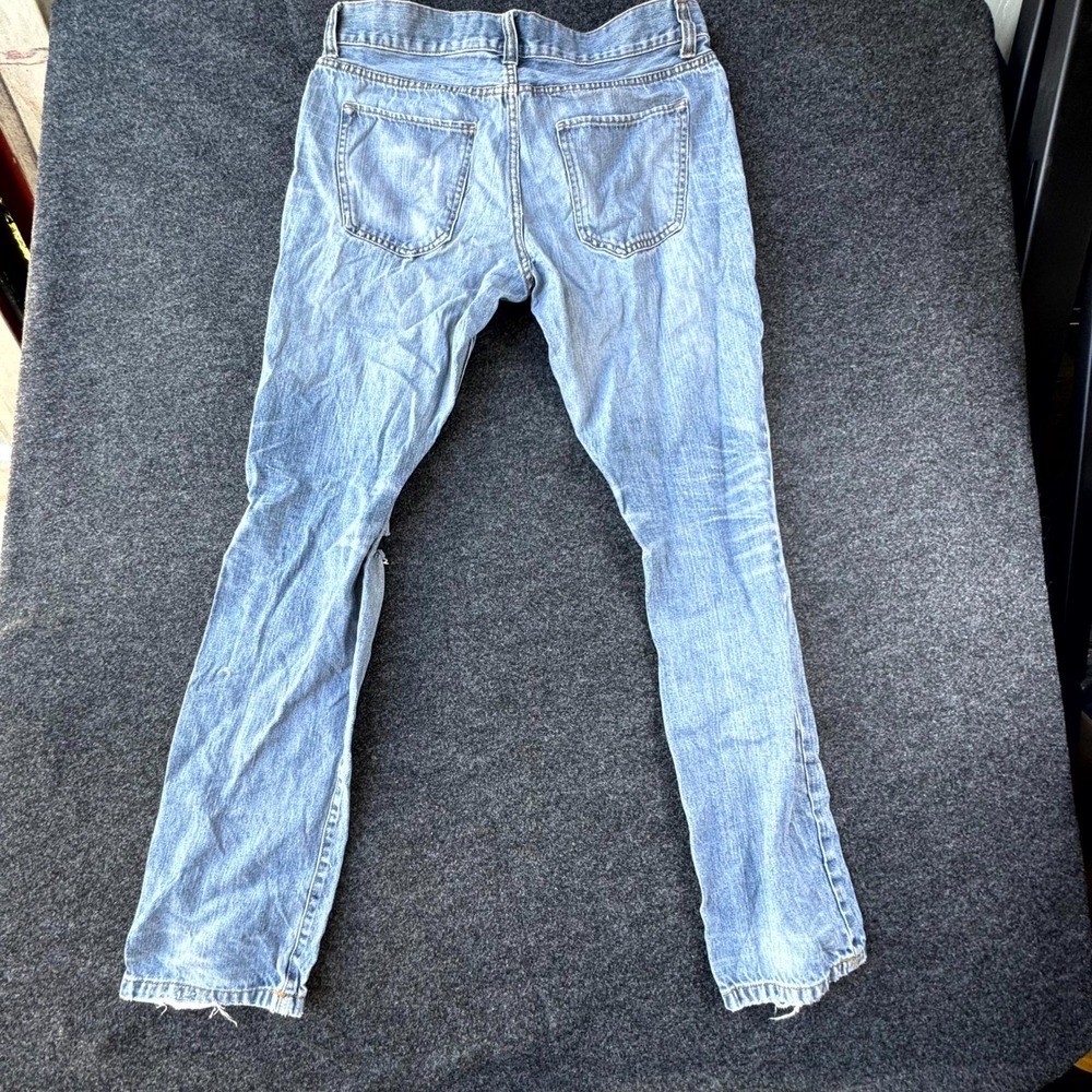American Rag Cie Skinny Leg Jeans Men 34 Blue Denim Whiskering Distressed Grunge